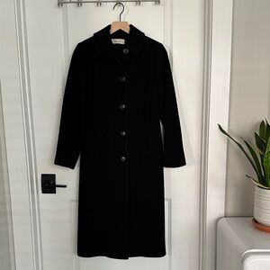 Vintage Calvin Klein 100% Merino Wool Black Women's Coat - Size 0 Petite